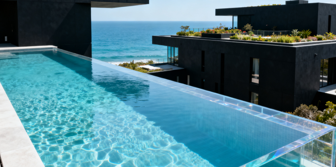 De alta calidad tamaño personalizado piscina exterior infinita pared de piscina acrílica para uso doméstico y comercial